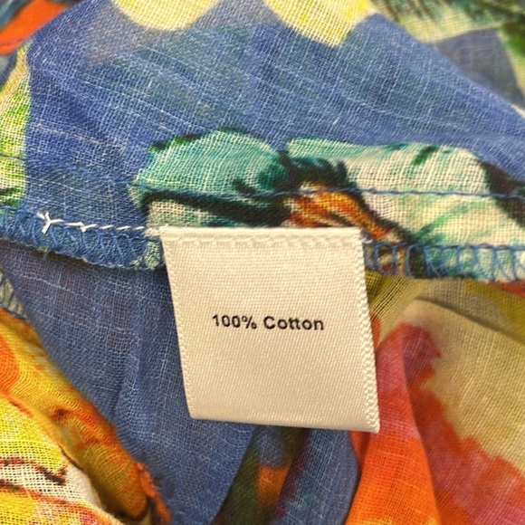 Ruby Yaya Cotton Tunic Top Sz XS Drawstring Waist Colorful Tropical Resortwear - Picture 8 of 10